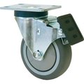 Rwm Casters VersaTrac 4in TPR Wheel Swivel Caster with Total Lock Brake - 27-RPB-0412-S-TLB